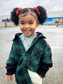 2pcs Kids Hair Buns Afro Puff Soft Hair Marley Kinky Bulk For Hair Girl With Elastic - Natural Black - View 4