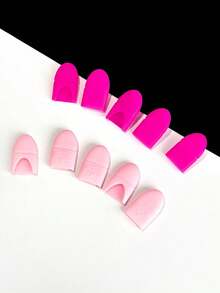 10pcs Rose Red & Pink Silicone Nail Removal Finger Protectors, Soft Elastic Trim, Non-Constricting, Reusable, For Nail Salon And Home Use, Gel Polish & Extension Nail Removal - Multicolor - View 3