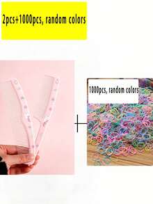 Girl Style Cartoon Pointed Tail Fine Tooth Comb Set With 1000pcs Disposable Rubber Bands, Multi-Color, For Daily Grooming, Stage Hairstyling, Sectioning And Hair Care - Multicolor - View 10