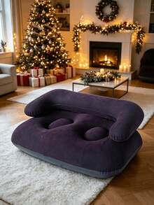 1pc U-Shaped Portable Inflatable Outdoor Leisure Chair, Flocked Soft Comfortable Slouchy Sofa Chair, Breathable PVC, Modern Lightweight Compact Foldable Inflatable Outdoor Sofa, Suitable For Autumn/Winter, 2-Person Use For Living Room, Balcony, Camping - Multicolor - View 13