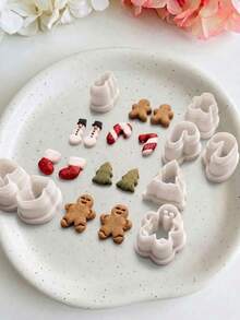 Bear Clay Cutters For Earrings, Cute Acrylic Polymer Clay Earring Cutter Mold, Stuffed Animal Layered Shape, DIY Polymer Clay Earring Making Supplies - White - View 2