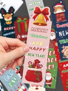 30pcs Christmas Bookmarks Cute Cartoon Santa Claus Paper Bookmarks To Decorate Books, Mark Pages, Gift Cards, And Journal Cards - A - View 8