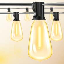 Cadena de luces para exteriores de 7.5M 25 pies, decoración de patio de jardín con blanco cálido de 2500 K, 25 bombillas LED Edison, temporizador de soporte regulable - Tipo de Enchufe A USA (110-127V) - Ver 8