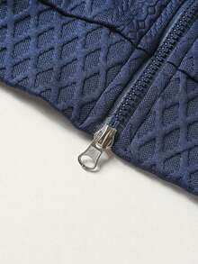 Men's Spring/Autumn Textured Long Sleeve Sweatshirt, Solid Color Stand Collar Casual Versatile Sweatshirt - Blue - View 7