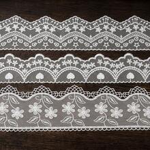 1/3 Yards Vintage Floral Embroidered Lace Trim, Scalloped Edge Lace Ribbon With Star, Heart & Flower Patterns, Decorative Mesh Lace For DIY Sewing, Clothing, Dresses, Skirts, Cuffs, Collars, Wedding Decor, Craft Projects & Home Decoration - Multicolor - View 2