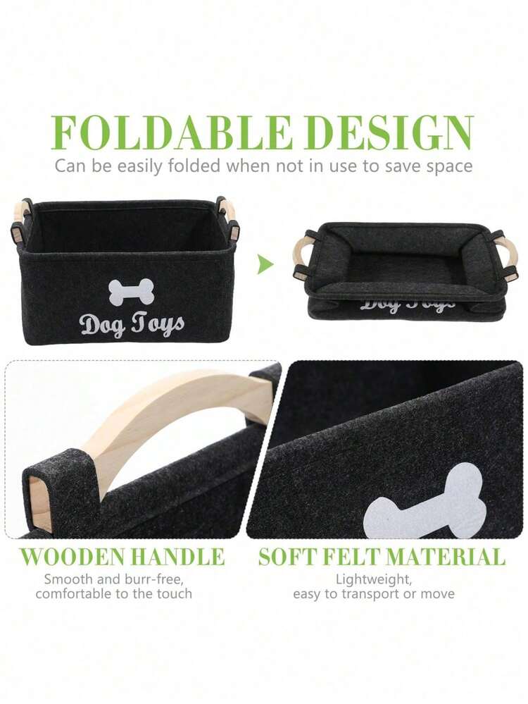 Felt Pet Toy Box, Dog Toy Box, Storage Basket Box Organizer - Perfect For Organizing Pets - Multicolor - View 5