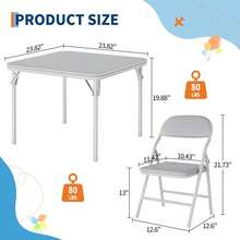GOCAPTAIN Boys Girls Folding Table And Chairs Set, Activity Table And Chairs Set For Dining Room,Daycare,Classrooms - Grey/1+2set - View 2
