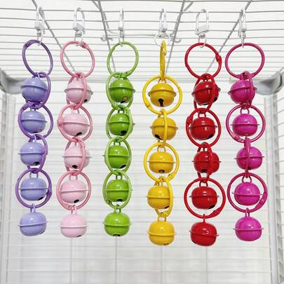 1 Pc Colorful Bell Pendant Bird Toy, Bird Cage Decoration Toy, Parrot Bite Toy, Bird Cage Pendant, Bird Supplies Bird Bell String Pendant Toy