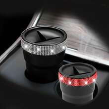 1pc Shiny Rhinestone Coin Storage Box, Creative Fashion Design, Mini Storage Container, Suitable For Car Cup Holder, Portable Car Coin Storage Bucket, Gift - Multicolor - View 6