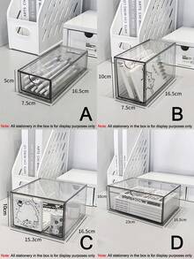 6/4/3/1pc Large Capacity Transparent Desktop Storage Box, Combinable Drawers, Multi-Functional Storage Box, Suitable For Stationery, Pens, Erasers And Desktop Accessories, Suitable For Desk, Office Desk, Dormitory And Desktop Decoration, Cosmetic Storage Box, Stationery Classification Storage Box, Bedroom Decoration, Desktop Organization Essentials - Multicolor - View 6