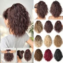 HEYPINK Wavy Messy Bun Hair Extensions, Synthetic Curly Hair Scrunchie Elastic Hair Tie, Thick Volume Tousled Updo Hair Piece, Instant Ponytail Chignon For Ladies Tousled Updo Chignon Ponytail Hair Extensions For Women, Multiple Colors Available - Dark Brown - View 2