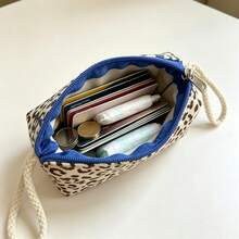 5/10pcs Leopard Print Mini Wrist Bag, Zipper Wallet Sanitary Pad Pouch, Compact Portable Small Storage Purse With Braided Rope Wrist Strap, Ideal For , Cards, Coins And Tiny Daily Items, Easy To Carry For Shopping, Travel & Daily Use,Random Color - Multicolor - View 6