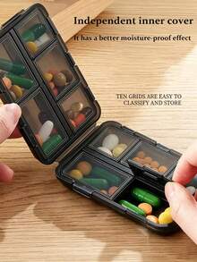 Multi-Compartment Sealed Portable Pill Box, Travel Pill Box, Mini Waterproof & Moisture-Proof Weekly Pill Organizer, Foldable Multi-Space Pill Box, Easy To Carry, Suitable For Outdoor Camping, Hiking, Fishing, Travel, Can Store Vitamins, Fish Oil, Nutritional Supplements - View 3