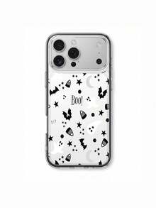 1pc Bat Ghost Pattern, Contrast Color 2-In-1 Black Shockproof Phone Case, TPU Material, Can Be Given As A Holiday Gift, Compatible With Apple Phone 11 12 13 14 15 16pro/Promax/14 15 16plus/17/18pro/18promax, Unisex - Multicolor - View 2