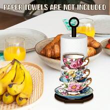 This Kitchen Paper Towel Holder Features A Stylish Teacup Pattern, Can Also Be Used As A Bathroom Toilet Paper Holder, And Is Suitable As A Decoration For Afternoon Tea Gatherings, As Well As For Use In The Kitchen, Living Room And Other Areas. - Multicolor - View 9