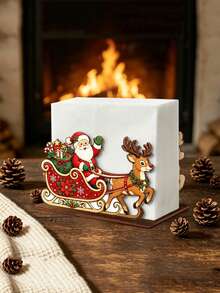 Christmas Wooden Napkin Holder, Santa Claus Sleigh Design, Suitable For Dining Table, Family Dinner, Home Decor, Holiday Table, Napkin Storage Rack, Suitable For Kitchen Countertop, Christmas Party Table Centerpiece And Supplies - View 18