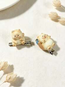 1pc Cute Cartoon Kitten Hair Clip, Adorable Quirky Hair Accessory, Suitable For Daily Wear, Gift Choice - Multicolor - View 3