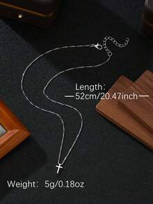 Minimalist Silver Color Cross Pendant Necklace For Women Men Cross Choker Necklace Daily Wear Couple Jewelry Casual Everyday Necklace, Birthday Gift - Necklace - View 7