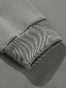 American Basic Men Hoodie And Straight Sweatpants 2 Pieces Outfit, Solid Loose Daily Casual Matching Set - Dark Grey - View 5