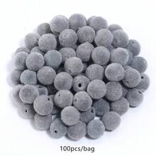 100pcs/Pack 8mm Flocked Resin Straight Hole Beads DIY Handmade Phone Chain Necklace Bracelet Autumn/Winter - Flocked Resin Beads - View 14