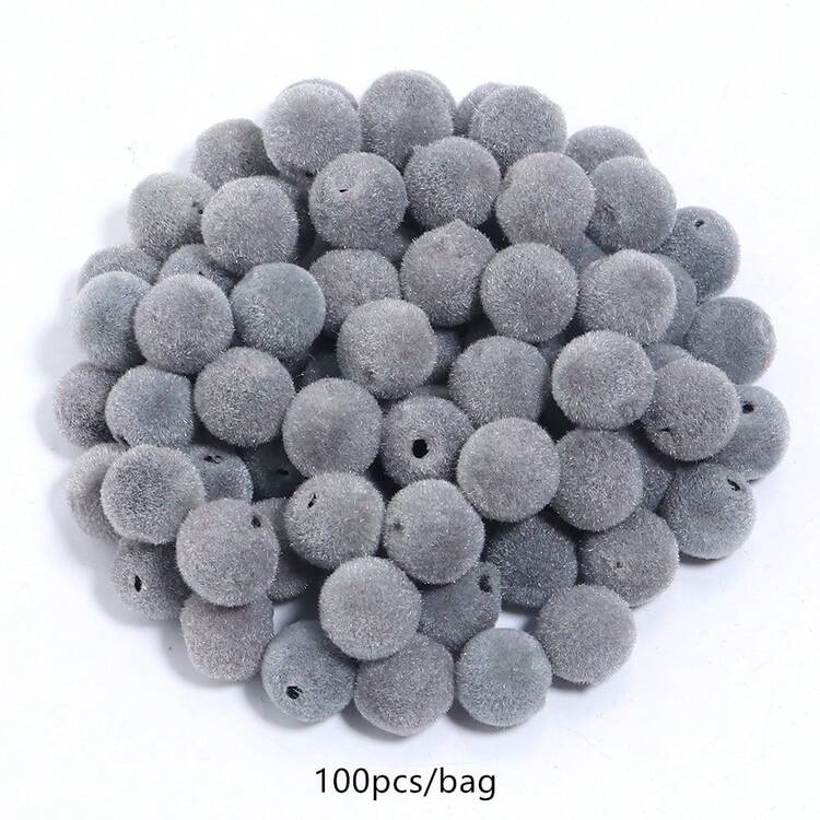 100顆/包 8mm 植絨樹脂直孔珠 DIY 手作手機鍊項鍊手鍊 秋冬款 - 絨布樹脂珠 - 查看 13