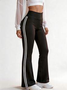 Hotalk Women's Casual Sports Yoga Flare Leggings, Outdoor Sports Long Pants - Black - View 5