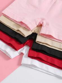5pcs Girls Seamless Mid Waist Boxer Briefs, Comfortable Solid Basic Underwear Panties For Back To School Daily Wear - Multicolor - View 5
