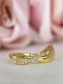 4pcs/1pc 18K Gold Plated Multi-Layer Streamlined Ring Set, Women's Ring, French Style, Luxury Gift Jewelry For Women - Gold - View 9