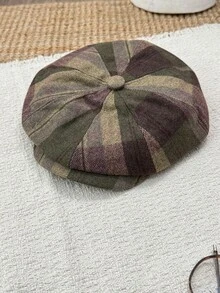 OBOVAY 1pc Men's Colorful Wool Vintage Octagonal Newsboy Cap, Autumn/Winter New Artistic Painter Hat, Fashion Forward Cap, Suitable For Daily Street Artistic Style - Multicolor - View 12
