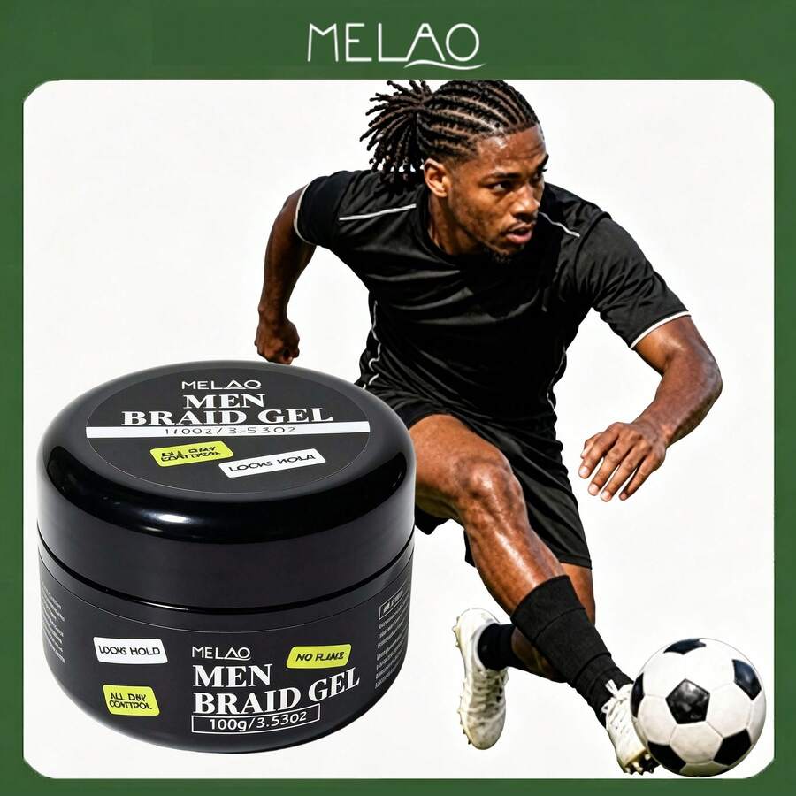 MELAO Men's Hair Styling Gel, Long-Lasting Edge Control Gel, All-Day Hold Without Flaking, Suitable For Twists, Braids, Dreadlocks, 100g/3.53oz - Wax - View 1