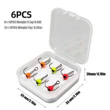 6PCS Bionic Fish Egg Treble Hooks, Super Sharp Barbed High Strength Ice Fishing Hooks, Lure Modification Hooks, Universal Winter Fishing Tackle For Freshwater & Saltwater - Multicolor - View 4