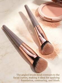 1pc Large Round Slanted Triangle Foundation Brush, Contour Brush, Multi-Functional, Seamless Application, No Makeup Absorption, Fits Facial Contour, Quick Makeup, Beginner-Friendly, Portable Makeup Tool - Multicolor - View 7