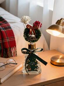 Set Hadiah Aromaterapi Liburan Natal, Diffuser Reed Tanpa Api, Pengharum Ruangan Dalam Ruangan, Botol Berbentuk Pohon Natal, Tutup Emas, Dihiasi dengan Karangan Bunga Pita Hijau dan Lonceng Emas, Pengharum Ruangan Nook Peace, Hadiah untuk Ruang Tamu - Kacapiring - View 2