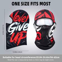 Fabulous Be Xtreme 1pc Red & Black Abstract Graffiti Balaclava Face Mask, Cool 3D Vortex Print Full Face Cover, UV Protection, Mesh Holes, Elastic Tactical Ski Mask For Motorcycle Riding, Music Festival, Party, Gathering, Fishing, Men, Durable Windproof Riding Headgear - Multicolor - View 5