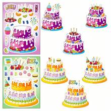 6Pcs Dessert Cake Puzzle Stickers For Kids, Cute Make A Face Mix And Match Decals, DIY Assemble Stickers For Kids Crafting, Classroom Activity & Birthday Party Play - Multicolor - View 4