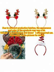 1pc Christmas Party Headband, Anti-Slip Decorative Hairband, Bathroom Accessory, Hair Accessory, Deer Shape, Suitable For Christmas Party, Family Photo - Multicolor - View 10