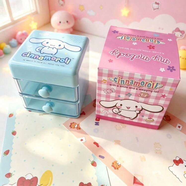 Hasbro 多格 SANRIO 卡哇伊卡通小收納盒 雙抽屜桌面收納器 適合創作愛好者 桌面整理用品 爆紅角色化妝品髮夾收納盒 休閒禮物 - 多色 - 查看 4