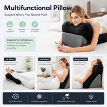 Adjustable Wedge Pillow, Ergonomic Bed Backrest Reading Pillow, Height Adjustable Back Support Cushion With Breathable Cover, Memory Foam Pad, Suitable For Bedroom Reading, Watching TV And Daily Relaxation - Color-block Cushion - View 4