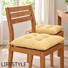 6 Pcs Comfortable Indoor & Outdoor Seat Pads For Kitchen, Dining, Garden, Balcony & Patio Chairs In Turkey - Yellow - View 3