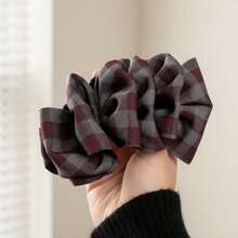 1pc Women's 14cm/5.51in Solid Color Plaid Loose Bow Hair Clip, Elegant Fashion Claw Clip, Suitable For Daily Use - Multicolor - View 6