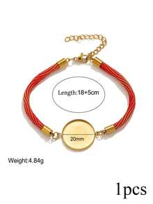 1 Pc. Stainless Steel Blank Round Bead Bracelet, Colorful Braided Cord, Adjustable Bracelet, DIY Jewelry Making - Bracelet Base - View 9