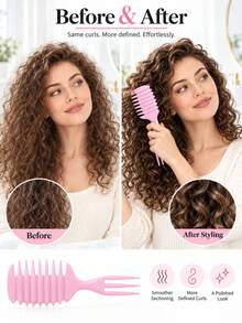 Multifunctional Curl Defining Brush With Wide Side Teeth And Sectioning Handle For Detangling And Smoothing Hair, Multiple Colors Available - Multicolor - View 7