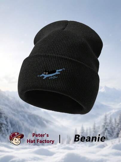 1pc Swimming Cat Print Knit Hat, Fashion Unisex Y2K Beanie, Windproof Warm Outdoor Hat, Ski Hat For Autumn/Winter