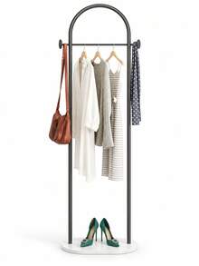 1pc Arch-Shaped Freestanding Coat Rack, Modern Metal Garment Rack With Side Hooks And Oval Base, Space-Saving Coat & Bag Storage Organizer, Suitable For Bedroom, Entryway, Dressing Room And Boutique, Autumn/Winter Wardrobe Storage, Holiday Home Essential - Multicolor - View 3