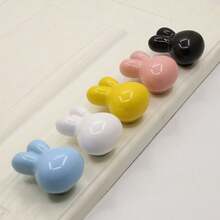 1pc Kids Cute Rabbit Shaped Ceramic Cabinet Handle, Cartoon Drawer Pull ...
