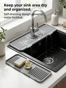 1pc Faucet Splash Guard, Splash Proof, Adjustable, Narrow Edge, Suitable For Kitchen Sink And Bathroom Vanity, Drainage Design, Suitable For Bathroom Sink, Bowl Rack, Kitchen Bowl Rack, Kitchen Sink Accessories,Christmas - Multiple Styles - View 1