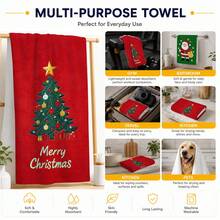2pcs Santa Claus & Christmas Tree Print Kitchen Towels, Merry Christmas Pattern Hand Towels, Classic Red & Green Christmas Style Dish Cloths Tea Towels, Suitable For Kitchen Cooking, Baking, Cleaning Wiping & Christmas Home Decor - Multicolor - View 7
