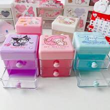 Hasbro Mixed 4‑Style SANRIO Kawaii Character Small Drawer Organizer Plastic Desktop Storage Case For Collecting Enthusiasts Tabletop Decor Accessory Pattern Container For Bedroom Workspace Casual Gift Occasions - Multicolor - View 9