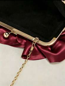 Women's Elegant Charming Petal Party Clutch, Ruffle Design Evening Bag, Suitable For Wedding/Vacation/Formal Party/Ball, Burgundy - Burgundy - View 8