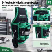 TKIGZNW A022 Work‑Site Tool Waist Bag,1Pc,1680D Oxford Multi‑Slot Tool Holder With Metal Clip For Handyman On‑Site Maintenance - Black - View 4